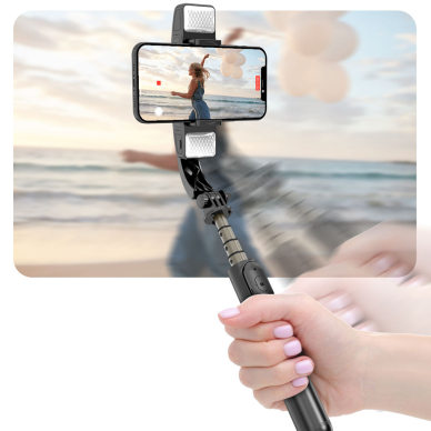 [Užsakomoji prekė] Selfie Stick Bluetooth cu trepied si lumini - Techsuit ( Q08D) - Juodos spalvos 2