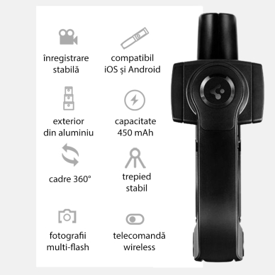 [Užsakomoji prekė] Selfie Stick Bluetooth - Spigen Tripod Mount and Gimbal Stabilizer (S610W) - Juodas 1