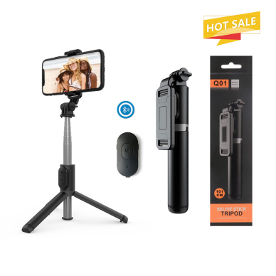 [Užsakomoji prekė] Selfie Stick Bluetooth - Techsuit Remote and Tripod Mount (Q01) - Juodas 6