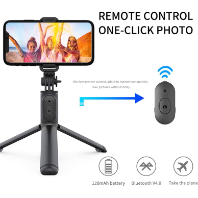 [Užsakomoji prekė] Selfie Stick Bluetooth - Techsuit Remote and Tripod Mount (Q01) - Baltas 5