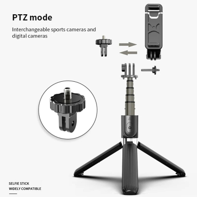 [Užsakomoji prekė] Selfie lazda su trikoju, 82cm - Techsuit (L03) - Juodas 3