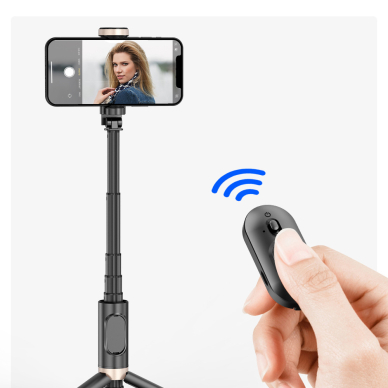 [Užsakomoji prekė] Selfie Stick  si Trepied cu telecomanda - Techsuit (Q12) - Juodos spalvos 4