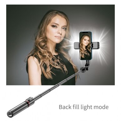 [Užsakomoji prekė] Selfie Stick Wireless - Techsuit Tripod Mount LED (L12D) - Juodos spalvos 2