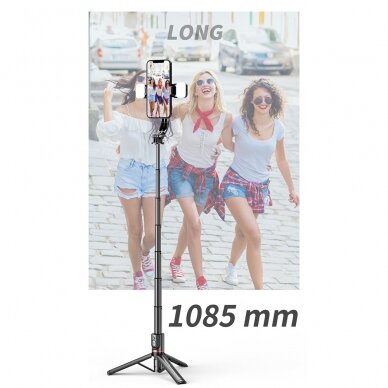 [Užsakomoji prekė] Selfie Stick Wireless - Techsuit Tripod Mount LED (L12D) - Juodos spalvos 6