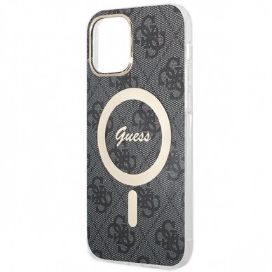 Dėklas su pakrovėju Set Guess 4G Print MagSafe GUBPP12MH4EACSK iPhone 12/12 Pro Juodas 5