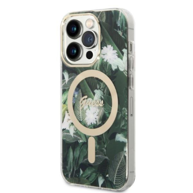 Dėklas su pakrovėju Set Guess Jungle MagSafe GUBPP14LHJEACSA iPhone 14 Pro Žalias 1