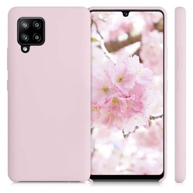 Minkštas Lankstus Dėklas Silicone Case Soft Flexible Rubber Cover Samsung Galaxy A22 4G Rožinis