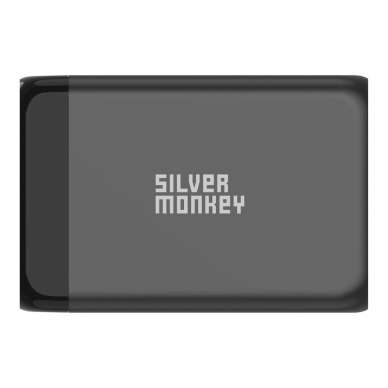 Silver Monkey SMA151 130W GaN Įkroviklis  3xUSB-C PD USB-A QC 3.0detachable power Kabelis - Juodas 3