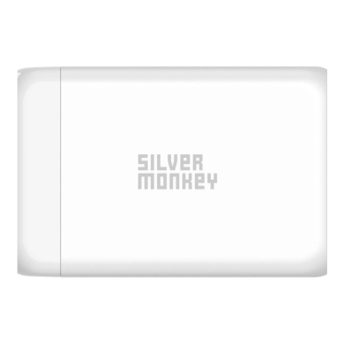 Silver Monkey SMA152 130W GaN Įkroviklis  3xUSB-C PD USB-A QC 3.0detachable power Kabelis - baltas 4