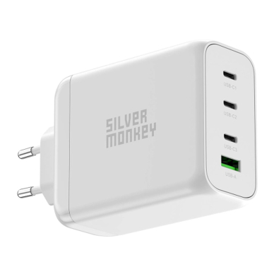 Silver Monkey SMA154 200W GaN Įkroviklis  3xUSB-C PD USB-A QC 3.0 - baltas 1