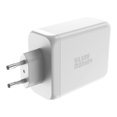 Silver Monkey SMA154 200W GaN Įkroviklis  3xUSB-C PD USB-A QC 3.0 - baltas 3