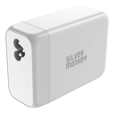 Silver Monkey SMA156 200W GaN Įkroviklis  3x USB-C PD USB-A QC 3.0detachable power Kabelis - baltas 2