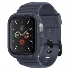 AUKŠTOS KOKYBĖS DIRŽELIS SU RĖMELIU Spigen Rugged Armor ”PRO” Apple Watch 4/5/6/SE (44MM) pilkas