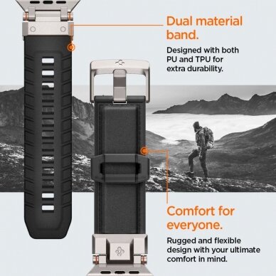 Spigen Durapro Armor PU Apyrankė Apple Watch 4/5/6/7/8/9/SE/Ultra 1/2 (42 / 44 / 45 / 49 mm) - Juodas 15