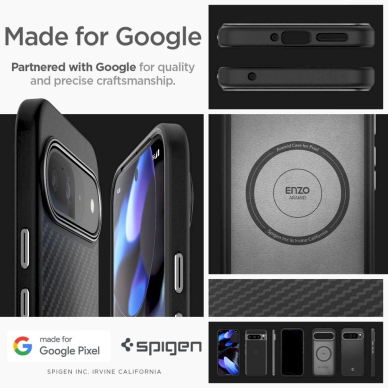 Spigen Enzo Aramid Dėklas Google Pixel 9 Pro XL - Juodas 16