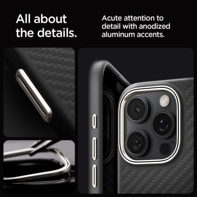 Spigen Enzo Aramid Mag Dėklas with MagSafe for iPhone 16 Pro Max - Matte Juodas 10