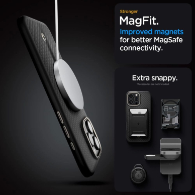 Spigen Enzo Aramid Mag Dėklas with MagSafe for iPhone 16 Pro Max - Matte Juodas 11