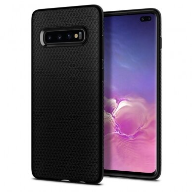 Aukštos Kokybės Dėklas Spigen Liquid Air Galaxy S10+ Plus Matte Juodas