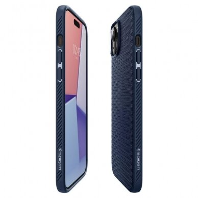 Apsauginis silikono dėklas Spigen LIQUID AIR IPHONE 15 NAVY Mėlynas 6