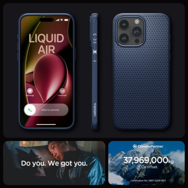 Apsauginis silikono dėklas Spigen LIQUID AIR IPHONE 15 PRO MAX NAVY Mėlynas 13