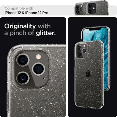 Aukštos Kokybės Dėklas Spigen Liquid Crystal Iphone 12 Pro / Iphone 12 Blizgus Skaidrus 8