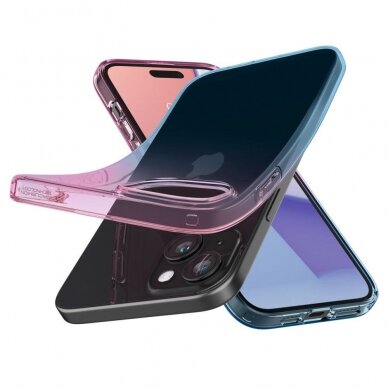 Apsauginis silikono dėklas Spigen LIQUID CRYSTAL IPHONE 15 GRADATION rožinis 4