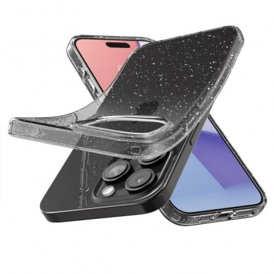 Apsauginis silikono dėklas Spigen LIQUID CRYSTAL IPHONE 15 PRO GLITTER CRYSTAL Skairus Blizgus 5