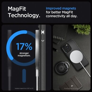 Apsauginis dėklas Spigen MAG ARMOR MAGSAFE IPHONE 15 PRO MAX MATTE Juodas 11