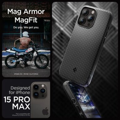 Apsauginis dėklas Spigen MAG ARMOR MAGSAFE IPHONE 15 PRO MAX MATTE Juodas 8