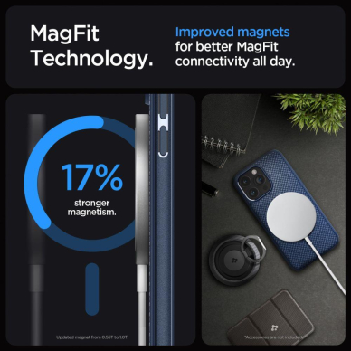 Apsauginis dėklas Spigen MAG ARMOR MAGSAFE IPHONE 15 PRO MAX NAVY Mėlynas 11