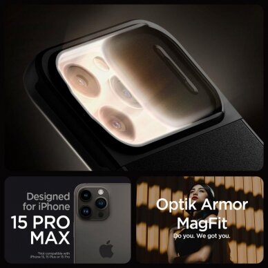 Apsauginis dėklas Spigen OPTIK ARMOR MAG MAGSAFE IPHONE 15 PRO MAX Juodas 13