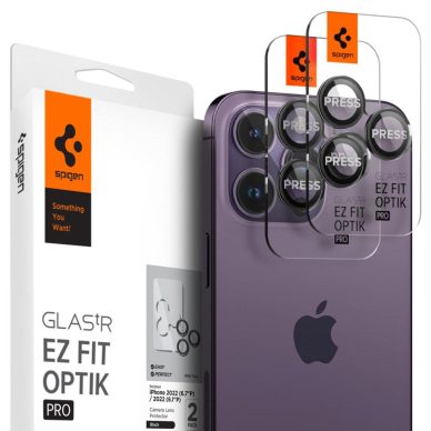 Kameros apsauga Spigen OPTIK.TR 2-PACK IPHONE 14 PRO / 14 PRO MAX Juoda