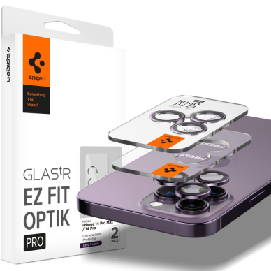 Kameros apsauga Spigen OPTIK.TR ”EZ FIT” IPHONE 14 PRO / 14 PRO MAX Purpurinė 2VNT.