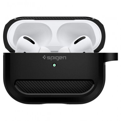 Aukštos Kokybės Dėklas Spigen Rugged Armor Airpods Pro Matte Juodas 2