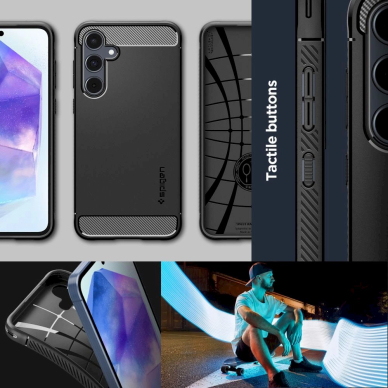 Akcija! Dėklas Spigen Rugged Armor case for Samsung Galaxy A55 5G - Juodas 16