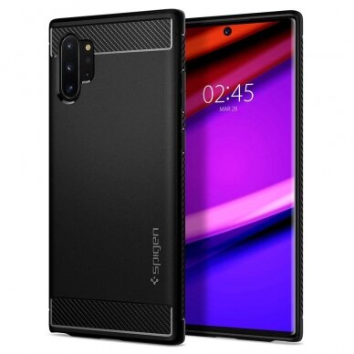 Aukštos Kokybės Dėklas Spigen Rugged Armor Galaxy Note 10+ Plus Matte Juodas