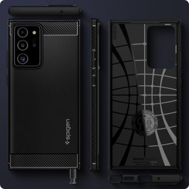 Dėklas Spigen Rugged Armor Galaxy Note 20 Ultra Matte Juodas 8