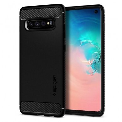 Aukštos Kokybės Dėklas Spigen Rugged Armor Galaxy S10 Matte Juodas