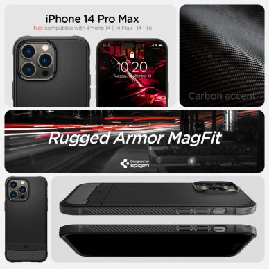 Dėklas Spigen RUGGED ARMOR MAG MAGSAFE IPHONE 14 PRO MAX Matinis juodas 6