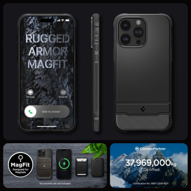 Apsauginis dėklas Spigen RUGGED ARMOR MAG MAGSAFE IPHONE 15 PRO MAX MATTE Juodas 14