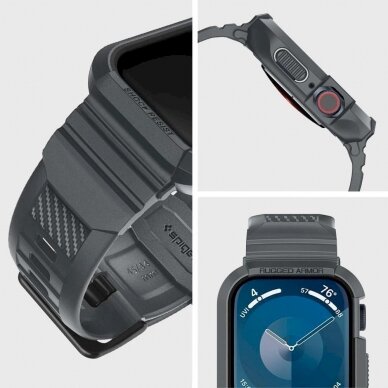 Spigen Rugged Armor Pro Dėklas Apple Watch 4 / 5 / 6 / 7 / 8 / 9 / SE (44 / 45 mm) - tamsiai pilkas 7