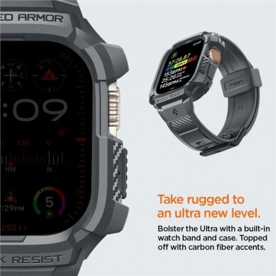 Spigen Rugged Armor Pro Dėklas Apple Watch Ultra 1/2 (49 mm) - tamsiai pilkas 10