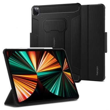 ATVERČIAMAS DĖKLAS SPIGEN RUGGED ARMOR IPAD PRO 12.9 2021 Juodas