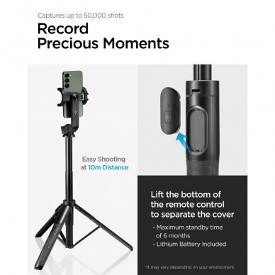 Spigen S560W Bluetooth Asmenukių lazda tripod - Juodas 12