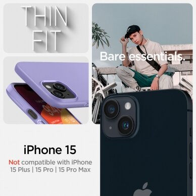 Apsauginis dėklas Spigen Thin Fit, iris Purpurinė - iPhone 15 12