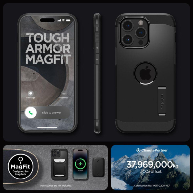 Apsauginis dėklas Spigen TOUGH ARMOR MAG MAGSAFE IPHONE 15 PRO Juodas 15