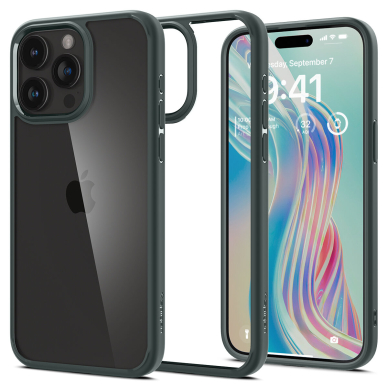 Spigen Ultra Hybrid case for iPhone 15 Pro Max - Žalias