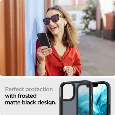 AUKŠTOS KOKYBĖS DĖKLAS SPIGEN ULTRA HYBRID IPHONE 13 MATTE FROST JUODAS 10