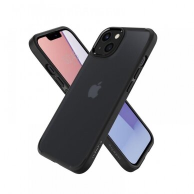 AUKŠTOS KOKYBĖS DĖKLAS SPIGEN ULTRA HYBRID IPHONE 13 MATTE FROST JUODAS 7