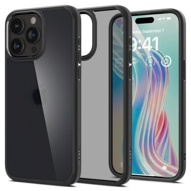 Apsauginis dėklas Spigen ULTRA HYBRID IPHONE 15 PRO FROST Juodas